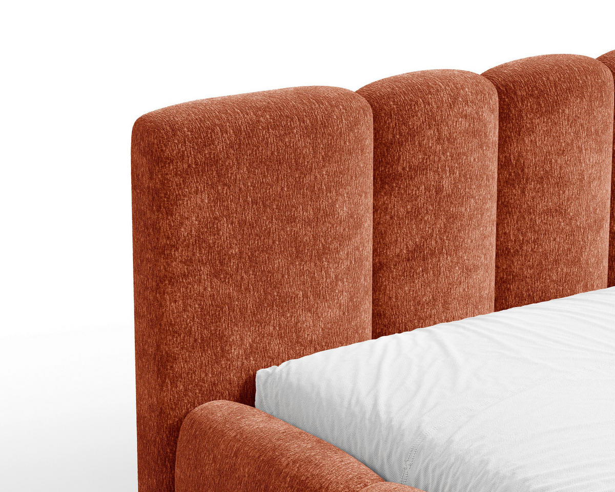 POLSTERBETT 160/200 cm,  in Terracotta, Lattenrost, Bettkasten,  - Terracotta/Schwarz, MODERN, Textil/Metall (160/200cm) - Livetastic