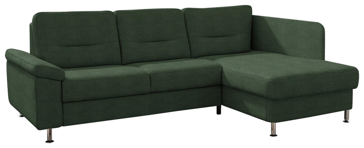 ECKSOFA Flachgewebe Grün  - Alufarben/Grün, Konventionell, Textil/Metall (244/160cm) - Beldomo Comfort
