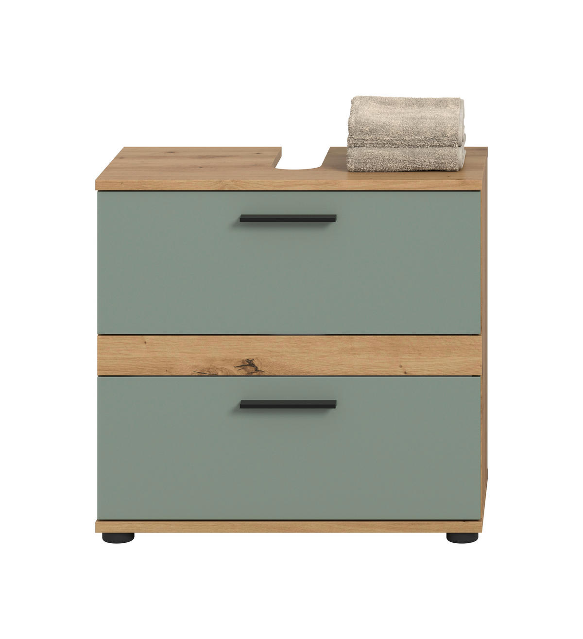WASCHBECKENUNTERSCHRANK 60/57/34 cm  - Salbeigrün/Schwarz, Trend, Holzwerkstoff/Kunststoff (60/57/34cm) - MID.YOU