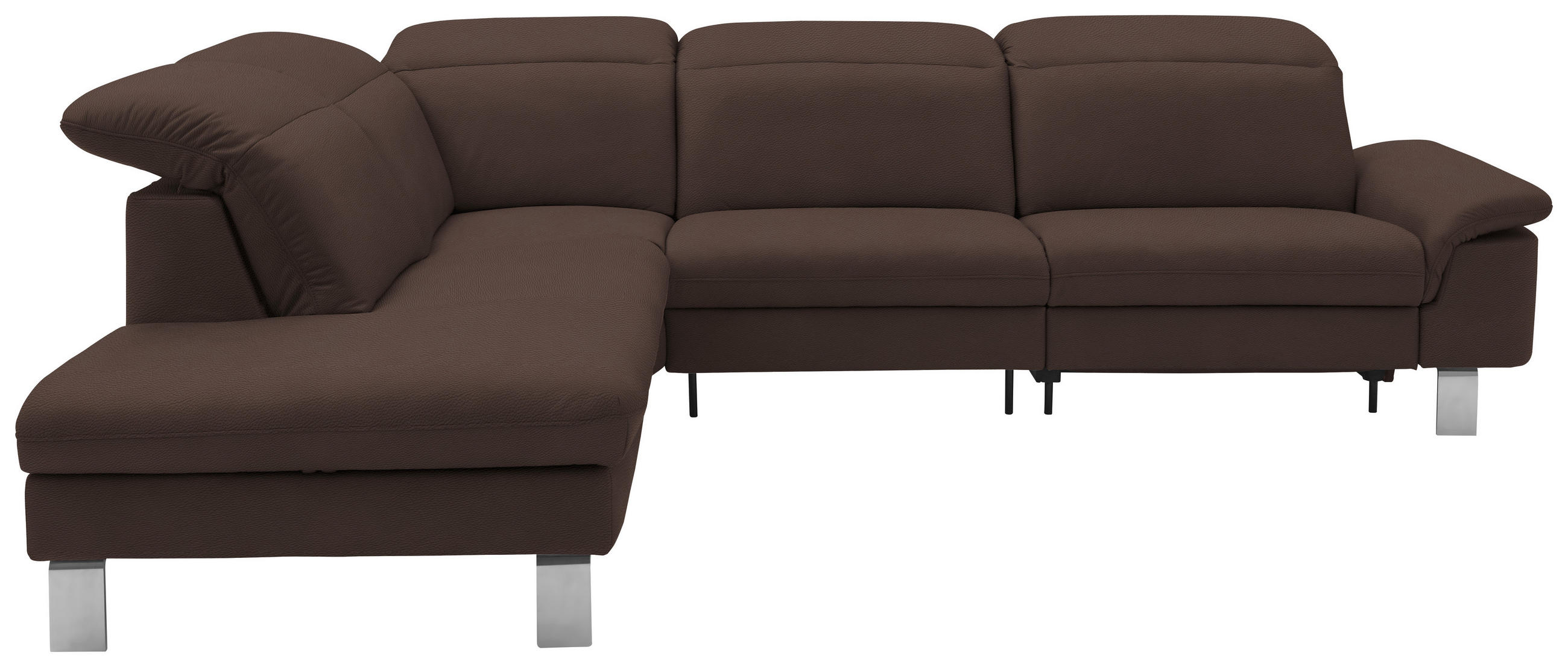 ECKSOFA in Echtleder Dunkelbraun  233/309 cm  - Edelstahlfarben/Dunkelbraun, Design, Leder/Metall (233/309cm) - Dieter Knoll