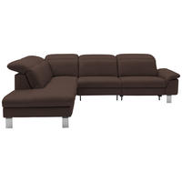 ECKSOFA in Echtleder Dunkelbraun  233/309 cm  - Edelstahlfarben/Dunkelbraun, Design, Leder/Metall (233/309cm) - Dieter Knoll