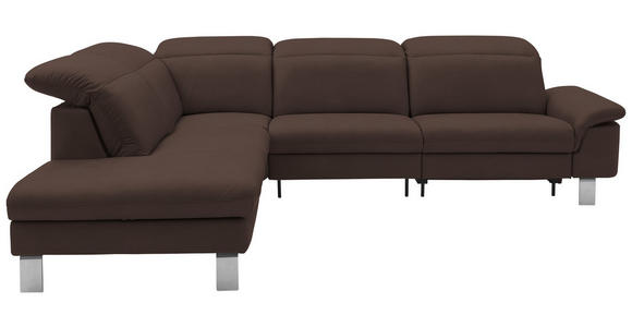 ECKSOFA  in Echtleder Dunkelbraun  233/309 cm  - Edelstahlfarben/Dunkelbraun, Design, Leder/Metall (233/309cm) - Dieter Knoll