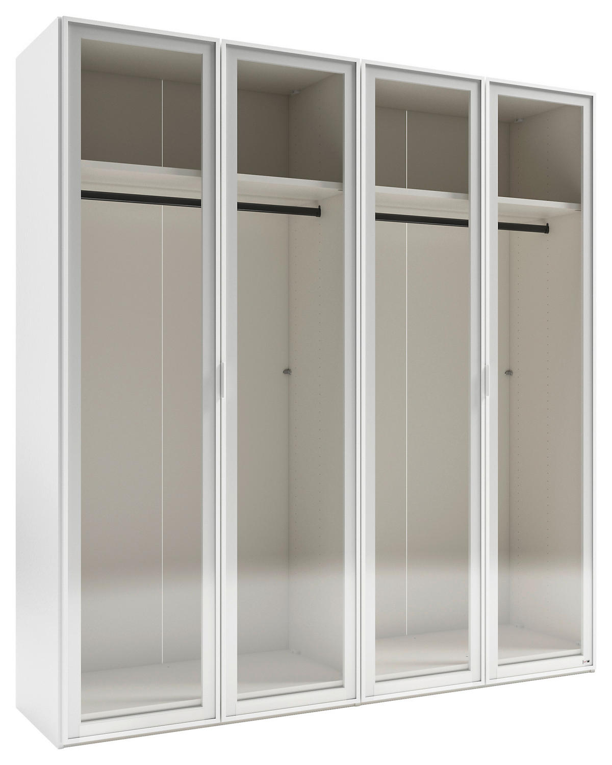 DREHTÜRENSCHRANK 203/220/59 cm 4-türig  - Weiß, Design, Glas/Holzwerkstoff (203/220/59cm) - SetOne by Musterring