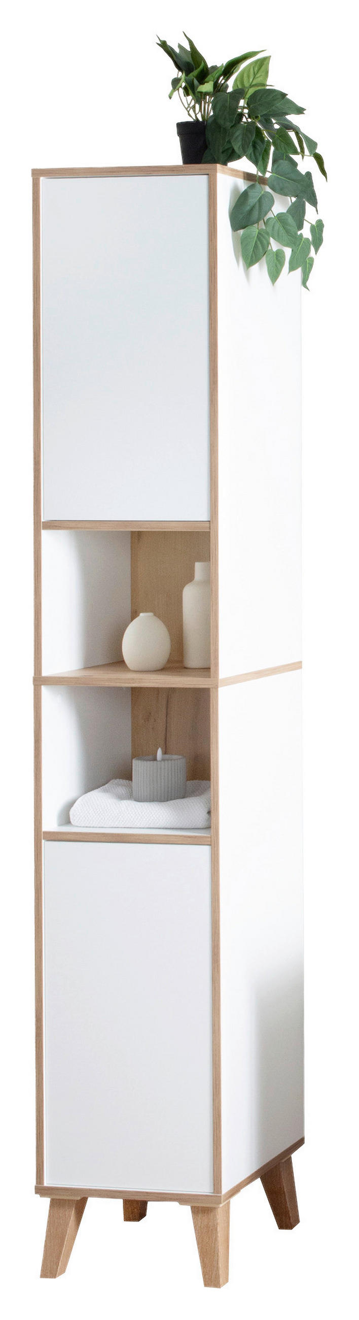 HOCHSCHRANK 35/195/32,5 cm  - Weiß/Eiche Artisan, MODERN, Holzwerkstoff/Kunststoff (35/195/32,5cm) - MID.YOU