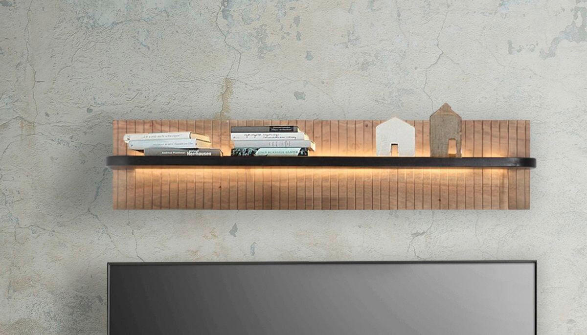 WANDREGAL Akazie massiv Grau  - Grau, KONVENTIONELL, Holz (118/25/20cm) - Livetastic