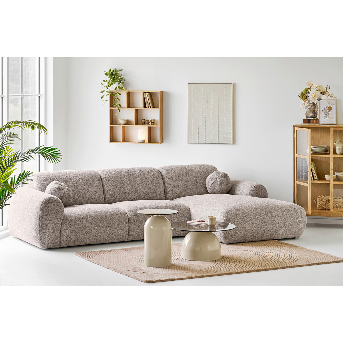 BEISTELLTISCH 40/40/52 cm Ravello Beige rund  - Beige, Design, Glas/Metall (40/40/52cm) - MID.YOU