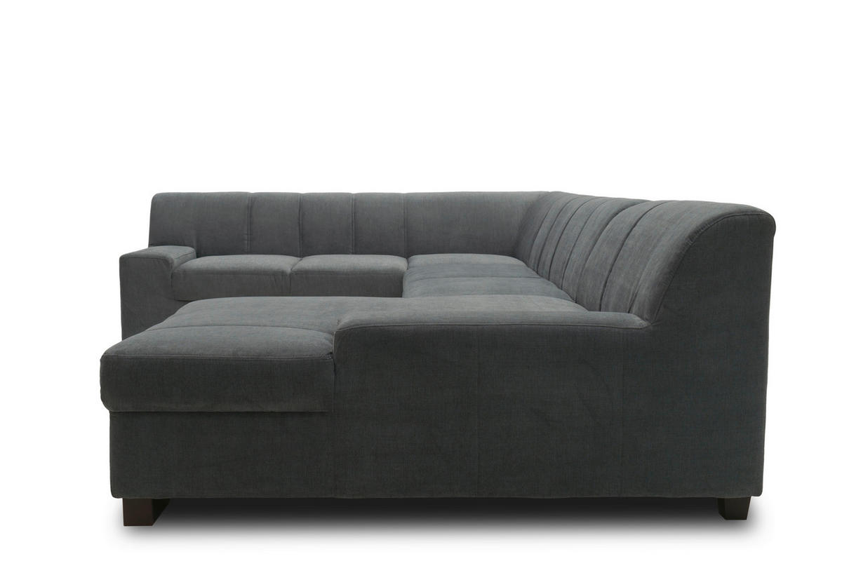 WOHNLANDSCHAFT in Webstoff Dunkelgrau  - Wengefarben/Dunkelgrau, Design, Holz/Textil (212/328/153cm) - MID.YOU