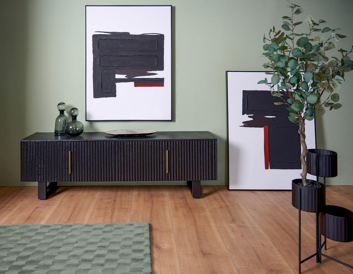 ÖLGEMÄLDE Abstraktes 90/120 cm  - Schwarz/Weiß, Design, Holz/Kunststoff (90/120cm) - Monee