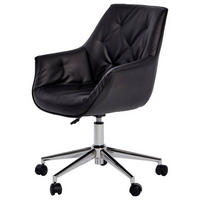 DREHSTUHL  in Lederlook Schwarz, Chromfarben  - Chromfarben/Schwarz, Modern, Kunststoff/Textil (61/61/84cm) - Livetastic