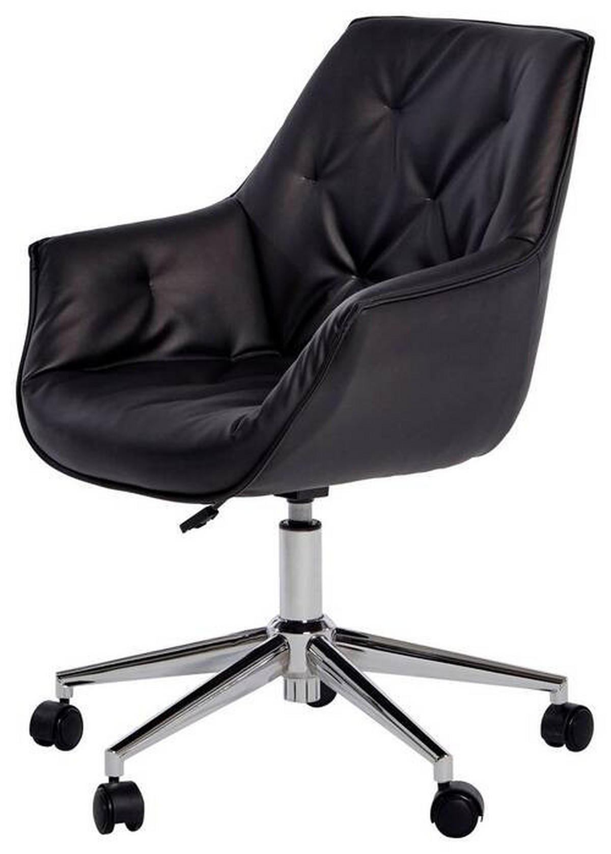 DREHSTUHL  in Lederlook Schwarz, Chromfarben  - Chromfarben/Schwarz, Modern, Kunststoff/Textil (61/61/84cm) - Livetastic