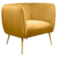 Fotoliu din lemn, metal, textil, galben, auriu - galben/auriu, Modern, lemn/metal (79/71,5/71,5cm) - Ambia Home