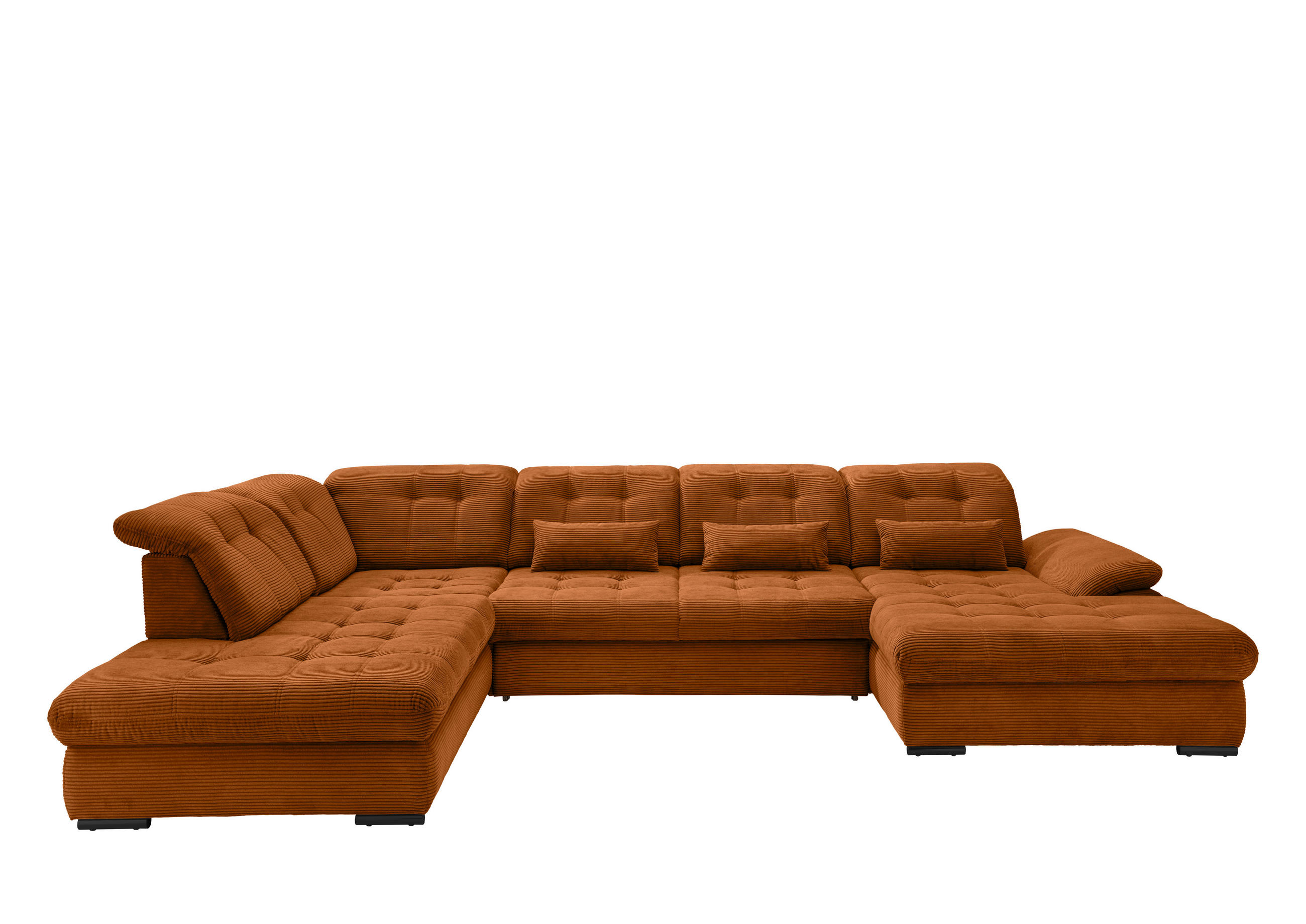 WOHNLANDSCHAFT in Cord Goldfarben - Goldfarben/Schwarz, Modern, Textil/Metall (252/387/184cm) - Livetastic