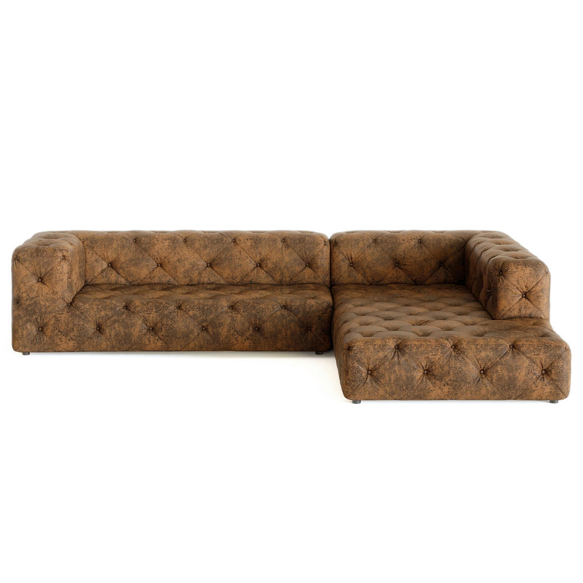 ECKSOFA Lederlook Dunkelbraun  - Dunkelbraun/Schwarz, Design, Kunststoff/Textil (325/228cm) - P & B