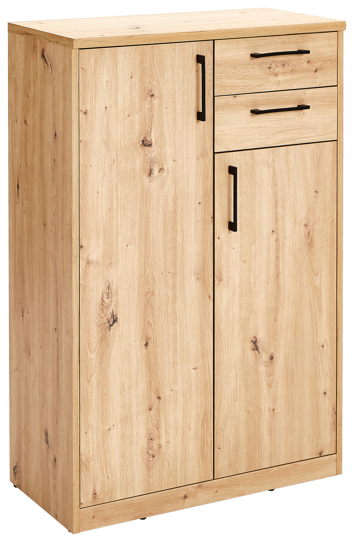COMODĂ 72/110/36 cm  - stejar Artisan/negru, Basics, plastic/material pe bază de lemn (72/110/36cm) - Xora