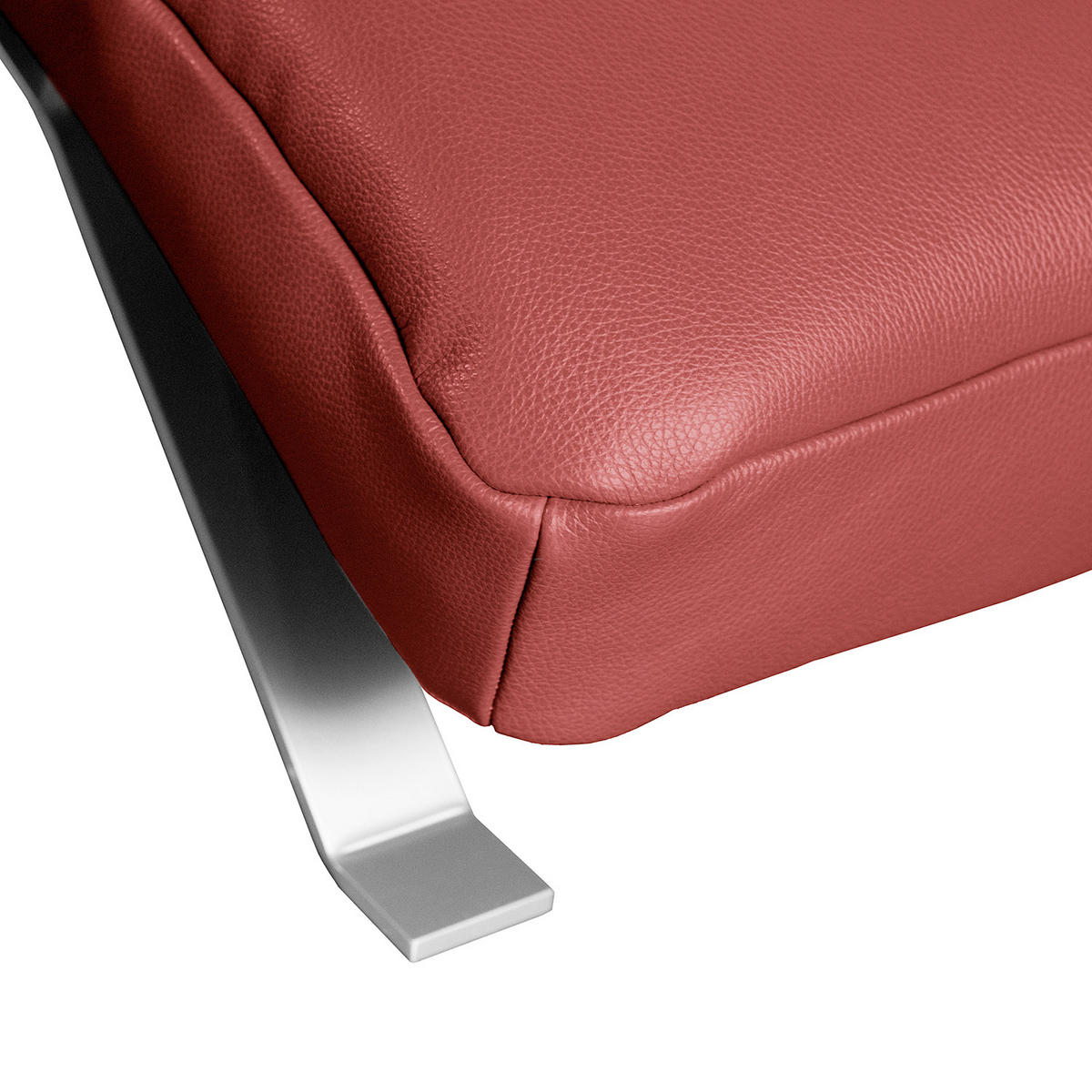 RELAXLIEGE in Echtleder Rot  - Silberfarben/Rot, Design, Leder/Metall (65/65-95/171cm) - Livetastic