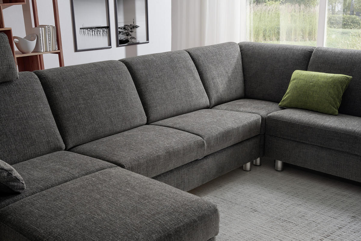 WOHNLANDSCHAFT in Chenille Anthrazit  - Anthrazit/Alufarben, KONVENTIONELL, Textil (158/323/237cm) - Sedda