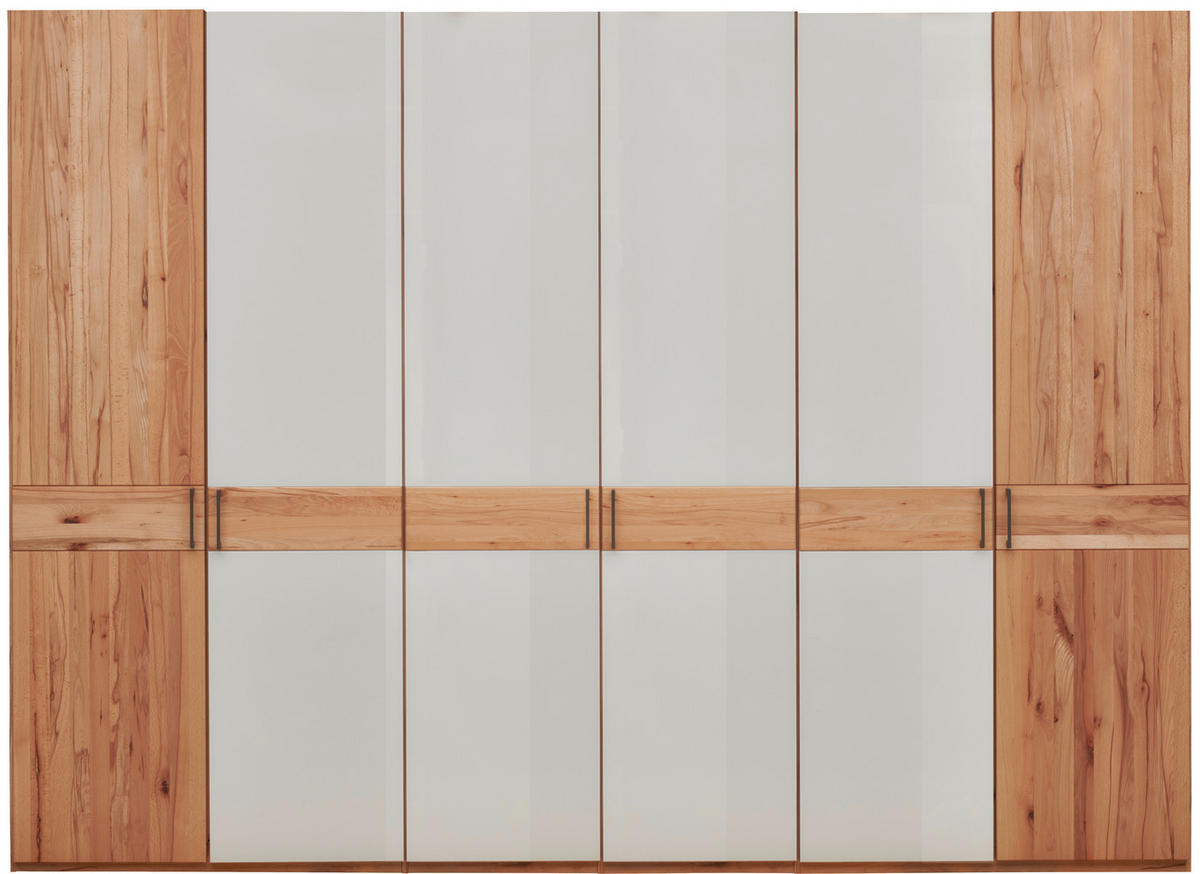 DREHTÜRENSCHRANK 300/216/58 cm 6-türig Champagner, Kernbuche  - Schieferfarben/Champagner, KONVENTIONELL, Glas/Holz (300/216/58cm) - Venda