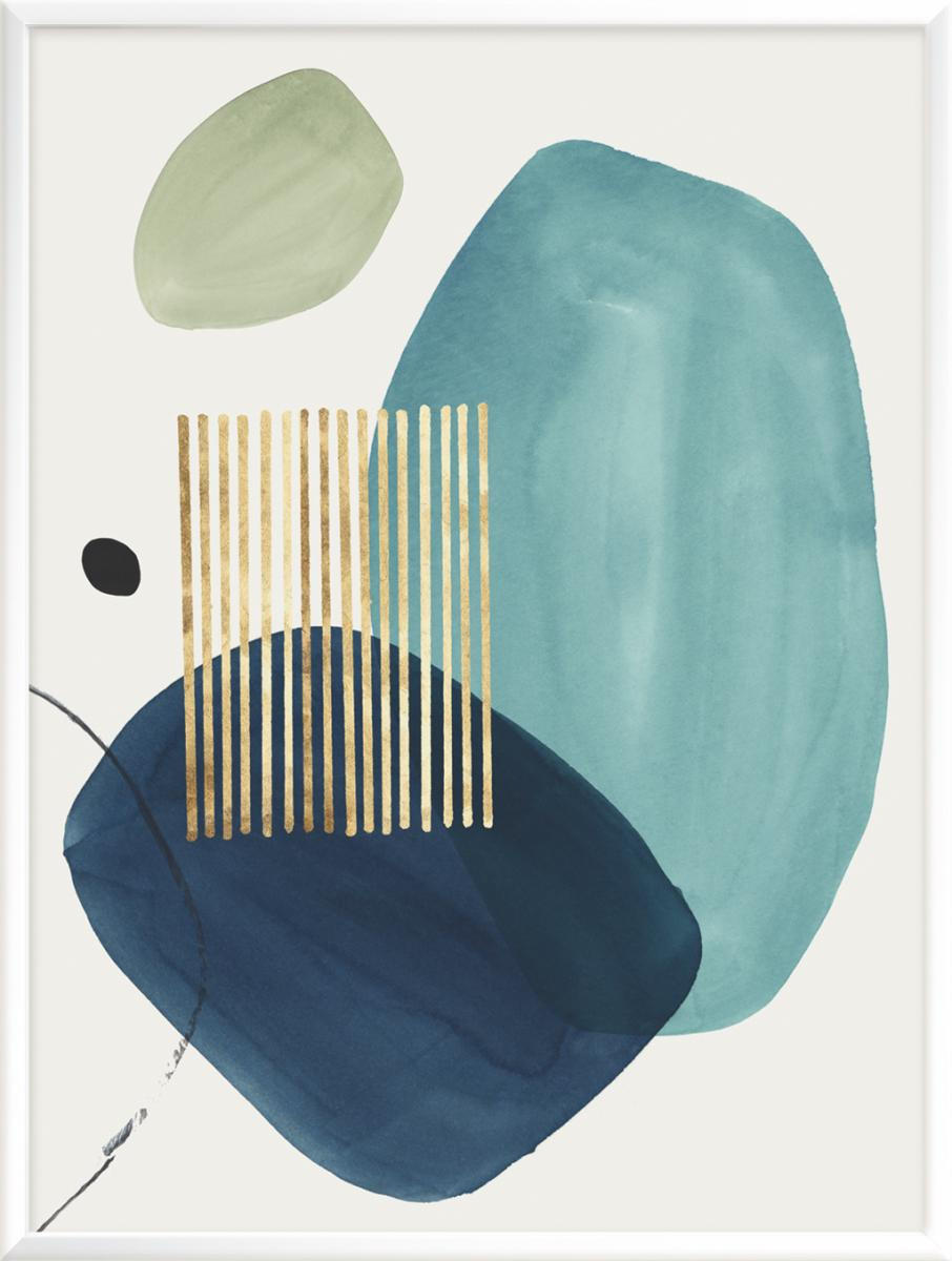 KUNSTDRUCK - Blau/Weiss, Basics, Papier (30/1,5/40cm) - Monee