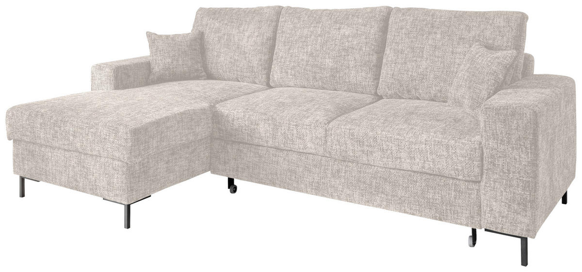 ECKSCHLAFSOFA in Struktur Creme  - Creme/Schwarz, KONVENTIONELL, Textil/Metall (143/237cm) - Livetastic