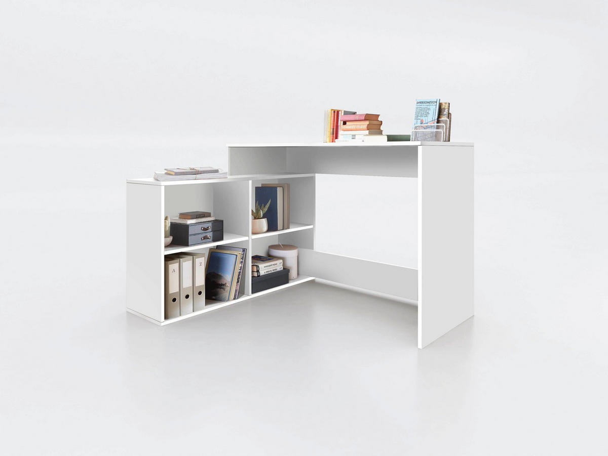 Masă De Birou Pe Colț, material pe bază de lemn - alb, Modern, material pe bază de lemn (120/77/50/100cm) - Boxxx