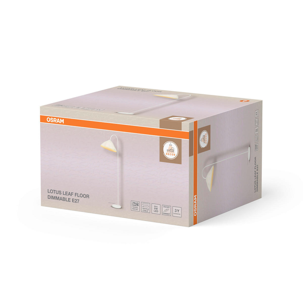 STEHLEUCHTE 39,6/56,8/153 cm    - Weiß, Design, Papier/Metall (39,6/56,8/153cm) - Osram