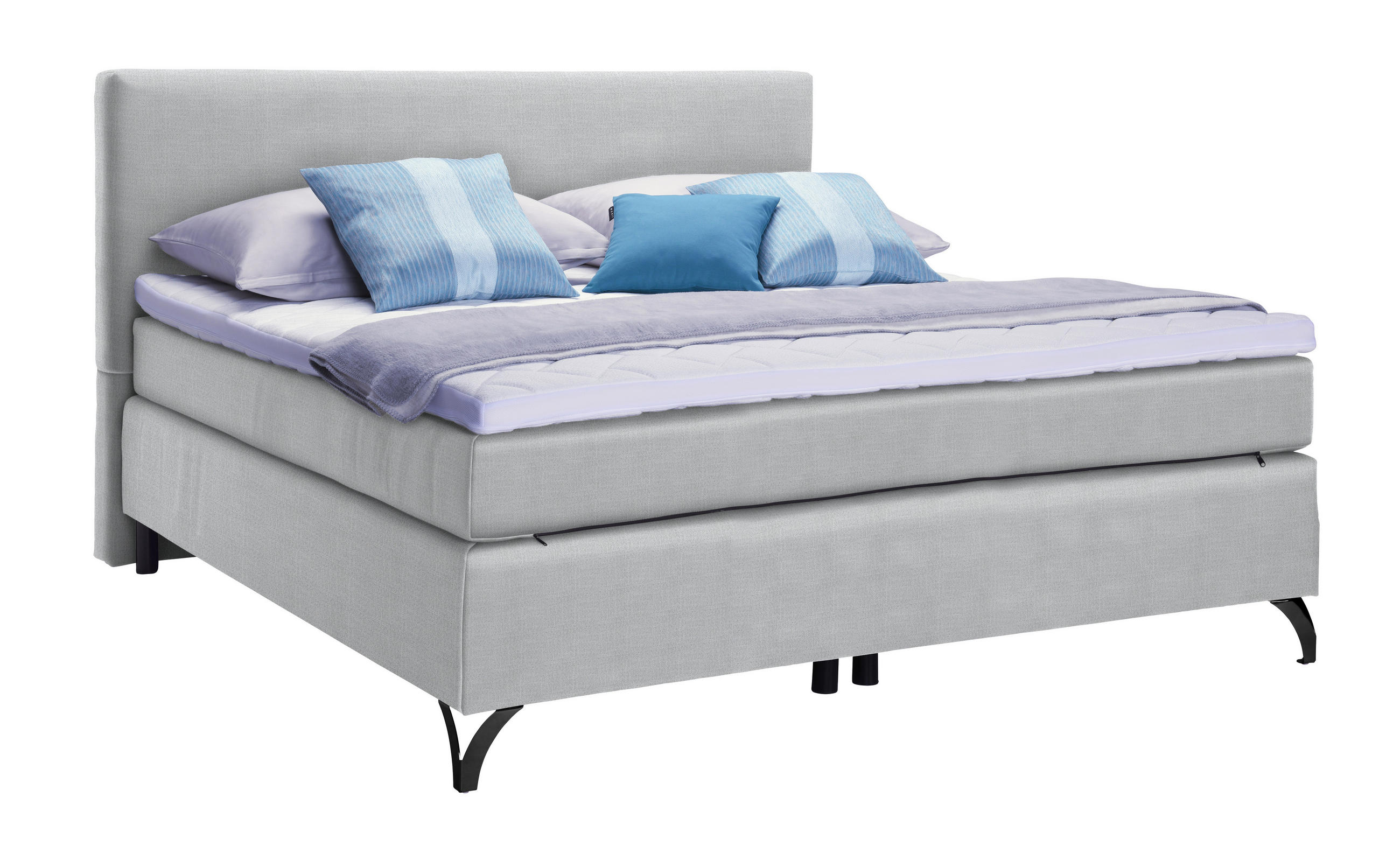 BOXSPRINGBETT 120/200 cm  in Hellgrau  - Hellgrau/Schwarz, KONVENTIONELL, Textil/Metall (120/200cm) - Esposa