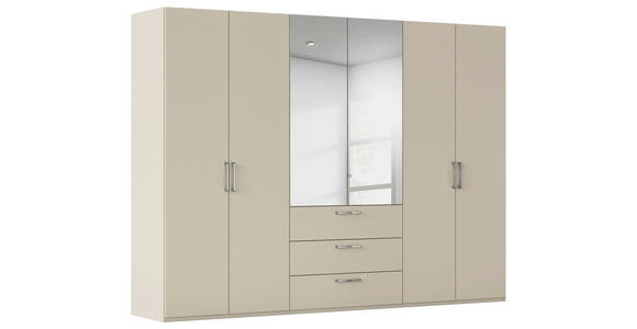 DREHTÜRENSCHRANK 301/223/61 cm,  in Champagner, 6-türig  - Chromfarben/Edelstahlfarben, Basics, Glas/Holzwerkstoff (301/223/61cm) - Novel