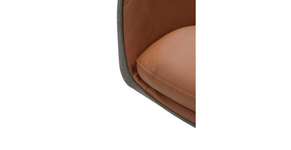ARMLEHNSTUHL in Eisen Mikrofaser Echtleder pigmentiert - Cognac/Anthrazit, Design, Leder/Textil (58/89/67cm) - Novel