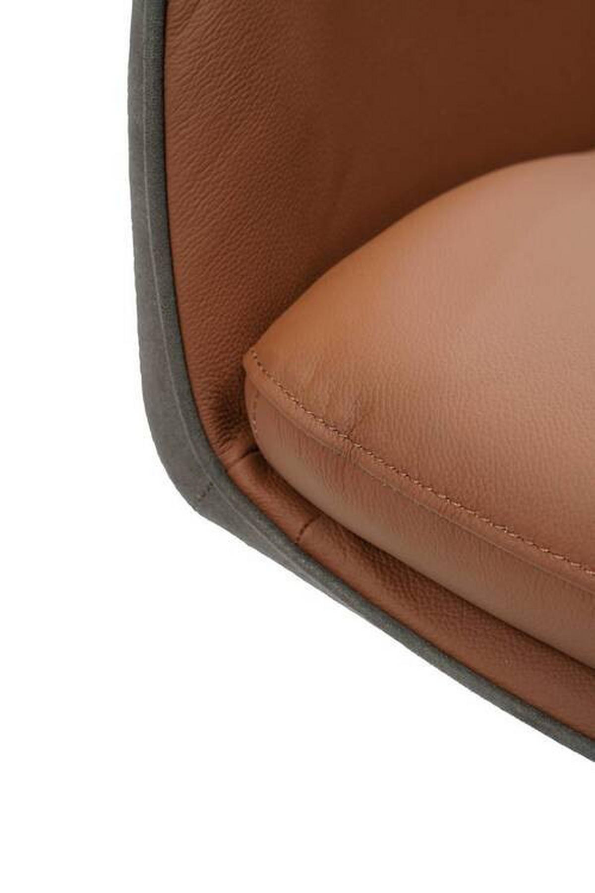 ARMLEHNSTUHL  in Eisen Mikrofaser Echtleder pigmentiert  - Cognac/Anthrazit, Design, Leder/Textil (58/89/67cm) - Novel