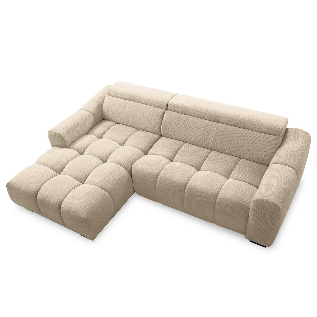 ECKSOFA  Webstoff Beige  - Beige/Schwarz, Design, Kunststoff/Textil (177/274cm) - Livetastic