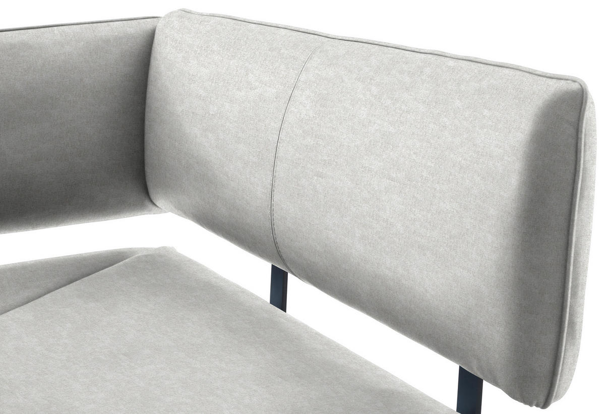 ECKBANK in Metall, Textil Creme, Schwarz  - Creme/Schwarz, Modern, Textil/Metall (180/140cm) - Cantus
