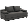 SCHLAFSOFA Cord Graphitfarben Rückenkissen, Armlehnenkissen, Bettkasten, Schlaffunktion, Rücken echt, Liegefläche im Originalstoff  - Schwarz/Graphitfarben, KONVENTIONELL, Holz/Textil (196/96/103cm) - Carryhome