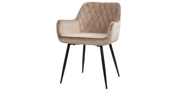 ARMLEHNSTUHL  inklusive Armlehnen Samt  - Beige/Schwarz, Design, Textil/Metall (56/79/58cm) - Carryhome