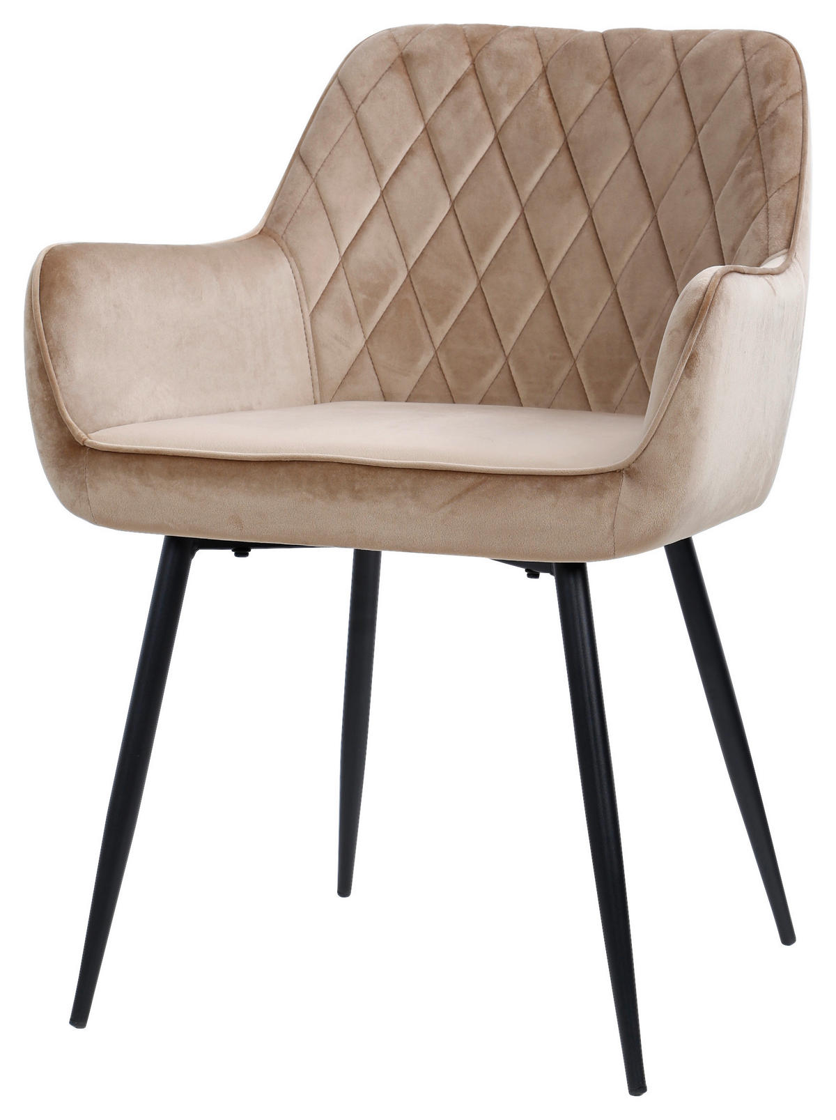 ARMLEHNSTUHL  in Eisen Samt  - Beige/Schwarz, Design, Textil/Metall (56/79/58cm) - Carryhome