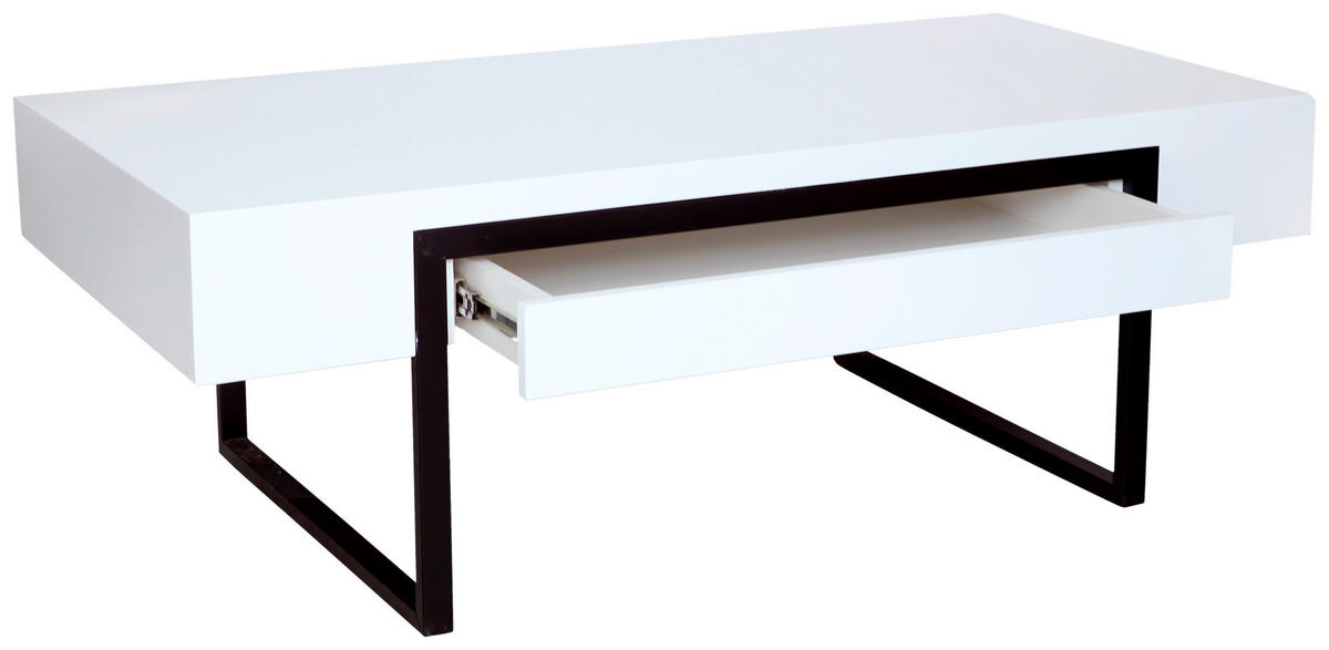 COUCHTISCH 120/60/42 cm rechteckig Schwarz, Weiß  - Schwarz/Weiß, Design, Holzwerkstoff/Metall (120/60/42cm) - Novel