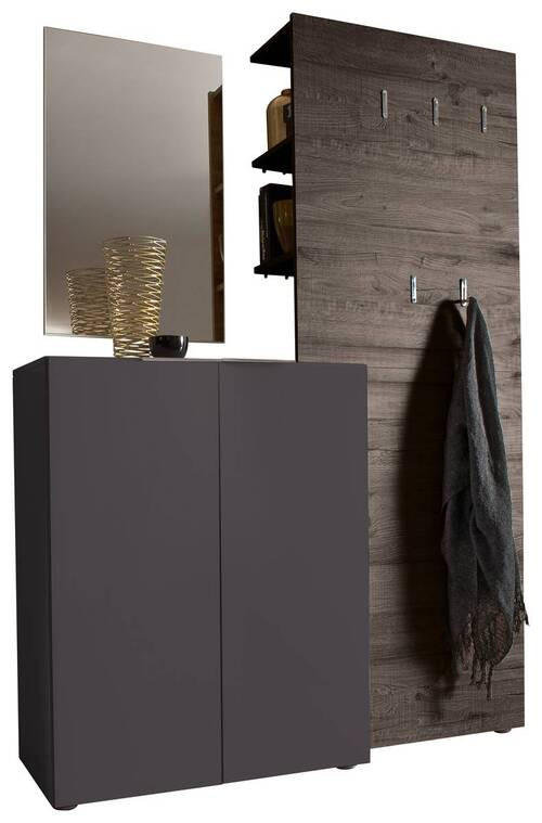 GARDEROBE 3-teilig in 135/190/39 cm - Wengefarben/Anthrazit, Design, Glas/Holzwerkstoff (135/190/39cm) - Carryhome