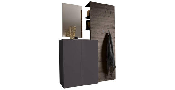 GARDEROBE 3-teilig in 135/190/39 cm - Wengefarben/Anthrazit, Design, Glas/Holzwerkstoff (135/190/39cm) - Carryhome