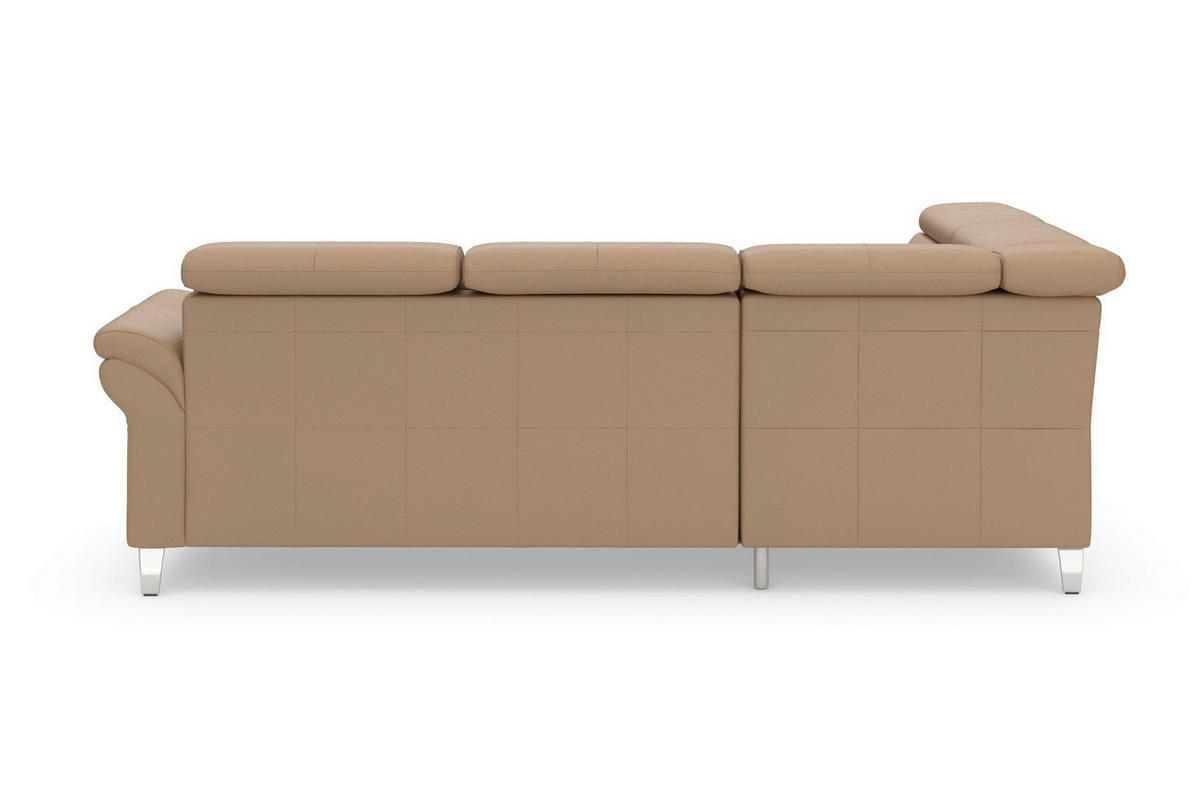 ECKSOFA ARNGAST E Cappuccino Echtleder Kopfteilverstellung  - Chromfarben/Cappuccino, Basics, Leder/Metall (245/194cm) - Sit & More