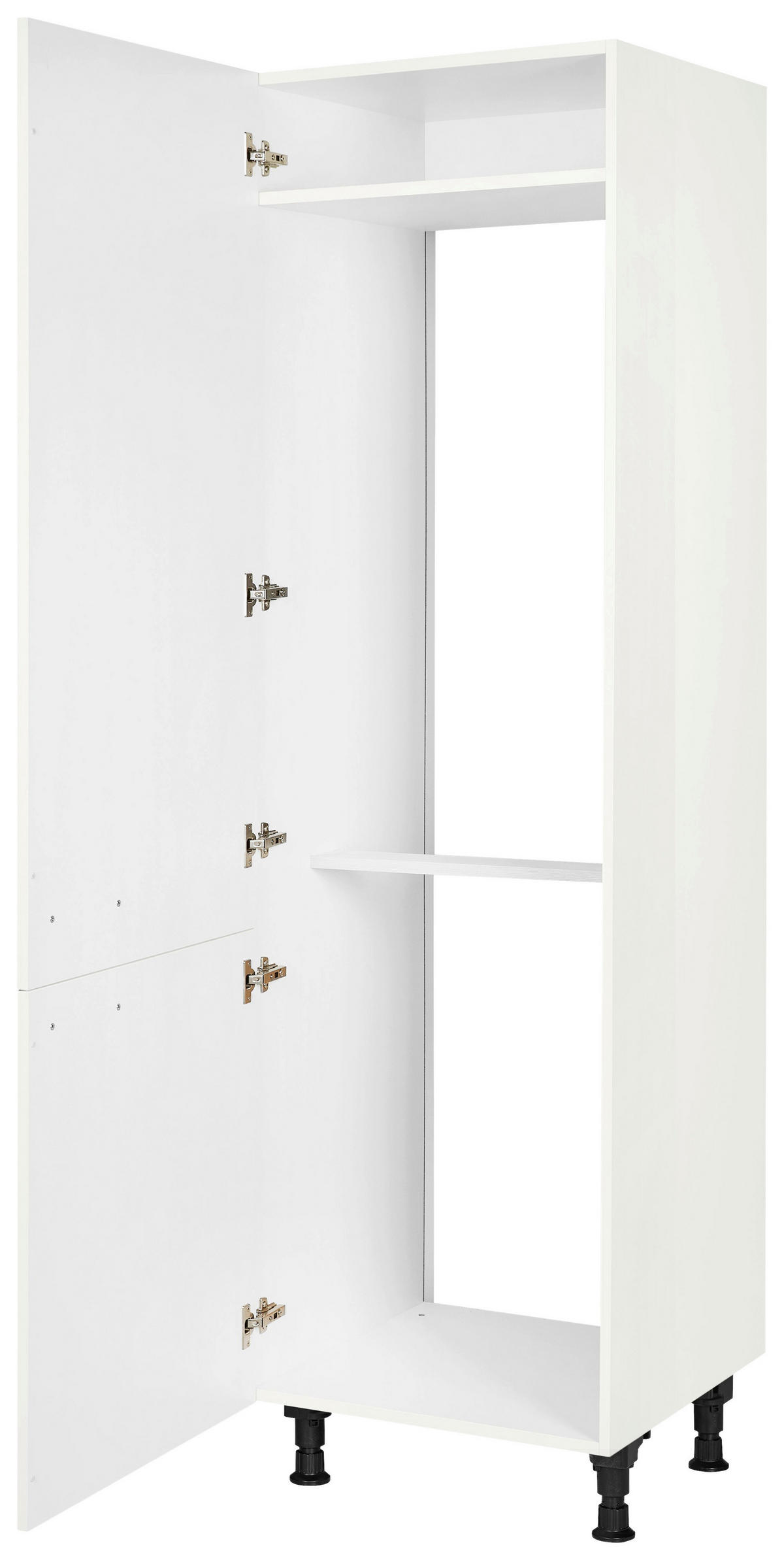 GERÄTEUMBAUSCHRANK 60/216,6/58 cm  in Weiß Hochglanz  - Edelstahlfarben/Weiß Hochglanz, MODERN, Holzwerkstoff/Metall (60/216,6/58cm) - Nobilia