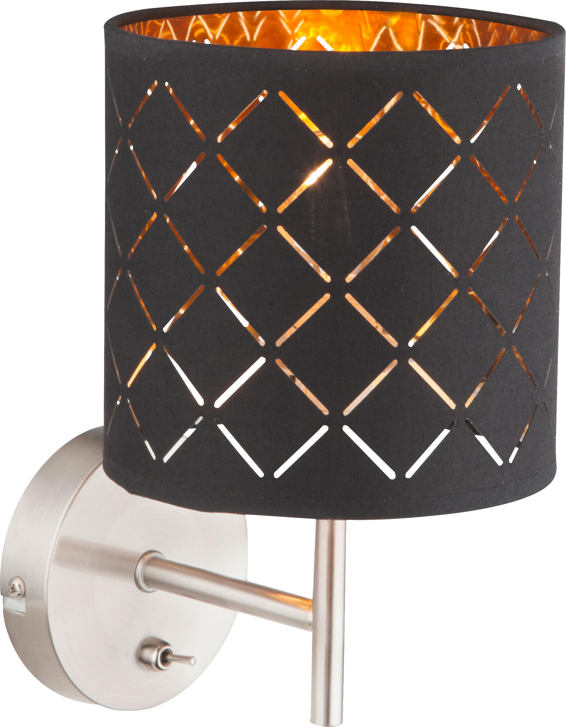 WANDLEUCHTE CLARKE 15/26 cm   - Goldfarben/Schwarz, LIFESTYLE, Textil/Metall (15/26cm) - Globo