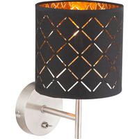WANDLEUCHTE Clarke 15/26 cm   - Goldfarben/Schwarz, LIFESTYLE, Textil/Metall (15/26cm) - Globo