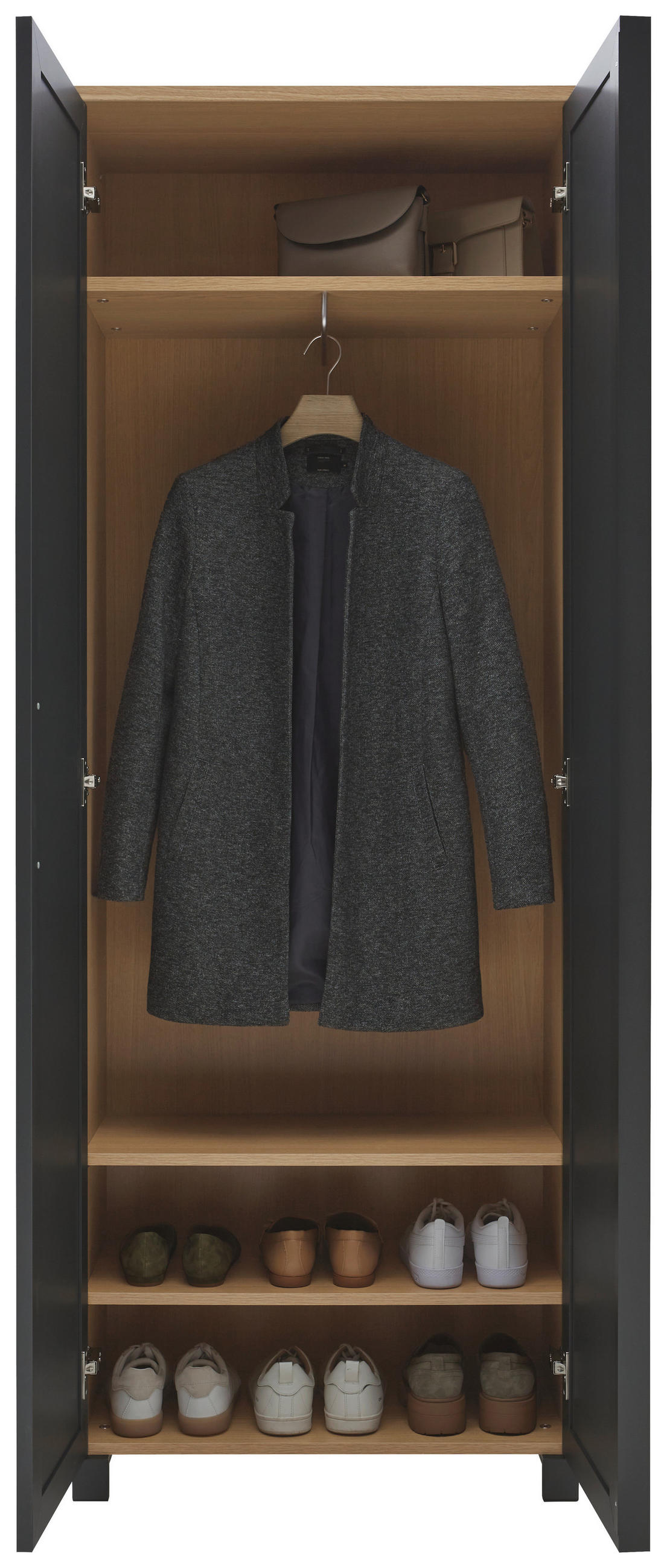 GARDEROBENSCHRANK  in 70/193/37 cm  - Eichefarben/Anthrazit, Design, Glas/Holzwerkstoff (70/193/37cm) - Dieter Knoll