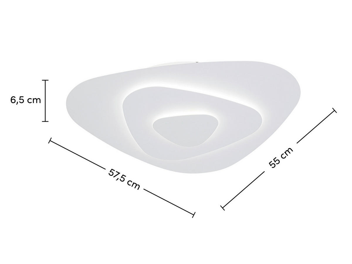 DECKENLEUCHTE    55/57,5/6,5 cm  - Weiß, Design, Kunststoff/Metall (55/57,5/6,5cm) - Collet's Monde