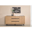 SIDEBOARD LINO 150/75/40 cm 3 Schublade(n)  - Eichefarben/Schwarz, Design, Holzwerkstoff/Metall (150/75/40cm) - Xora