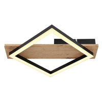 LED-DECKENLEUCHTE 12 W    33/31/5,5 cm  - Dunkelbraun/Opal, Natur, Holzwerkstoff/Kunststoff (33/31/5,5cm) - Globo
