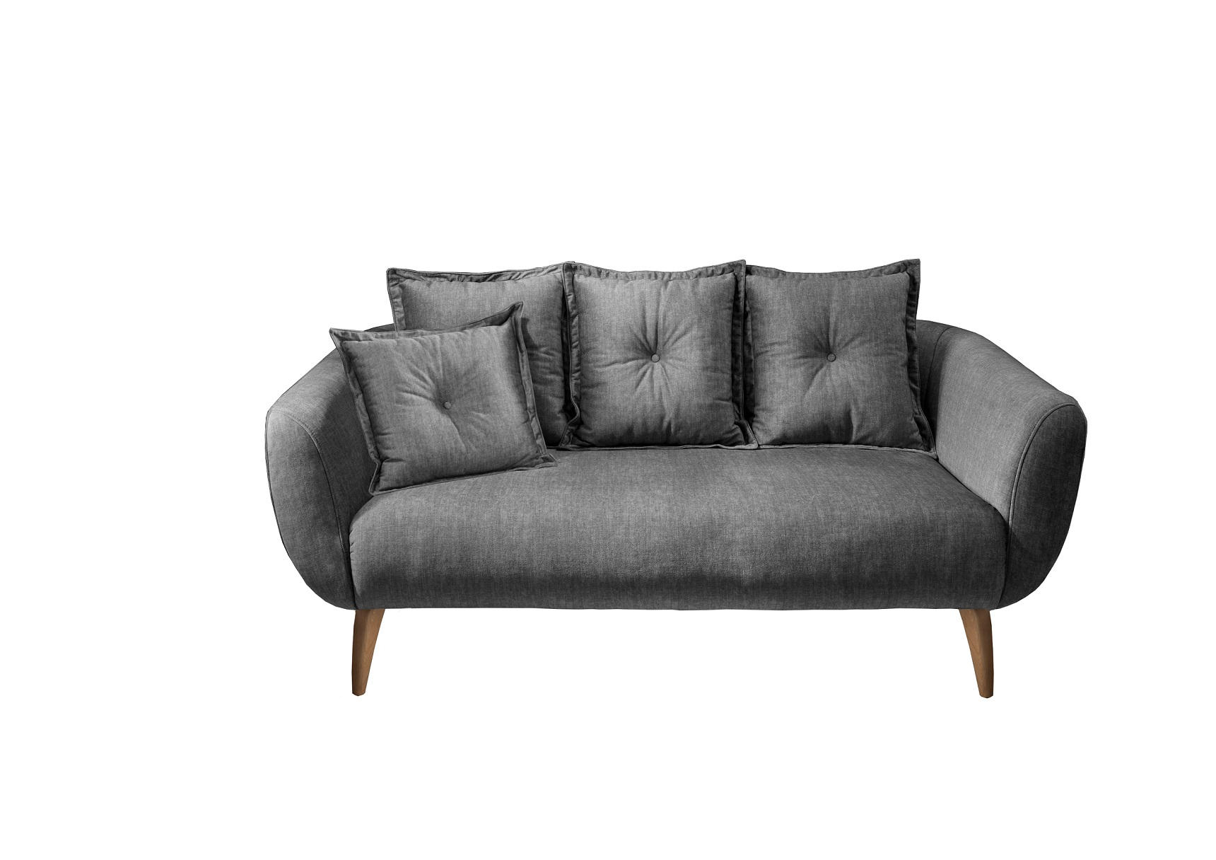 2,5-SITZER Velours Grau - Buchefarben/Grau, MODERN, Holz/Textil (196/94/103cm) - Livetastic
