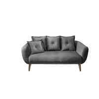 2,5-SITZER in Velours Grau  - Buchefarben/Grau, Modern, Holz/Textil (196/94/103cm) - Livetastic