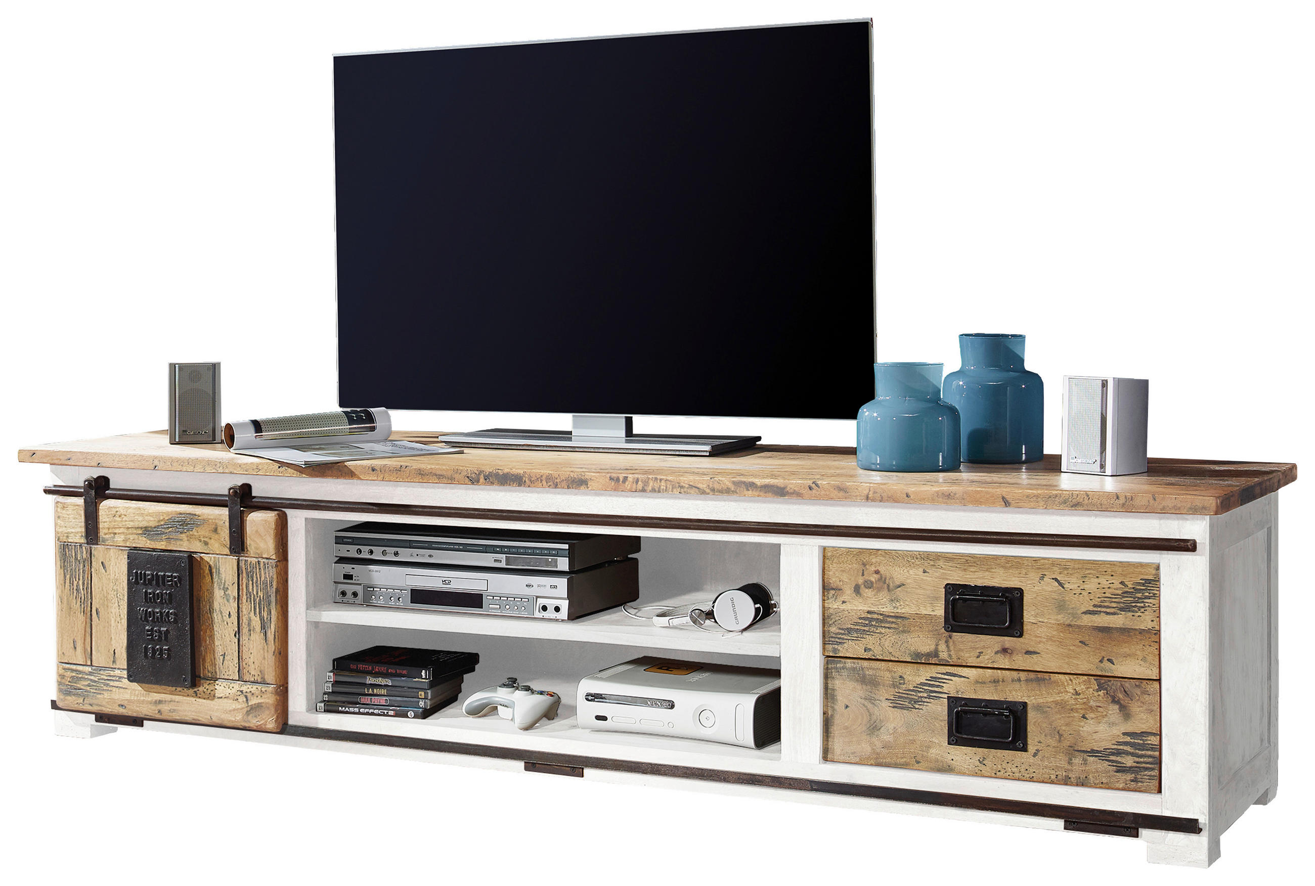 LOWBOARD 200/50/55 cm  - Schwarz/Braun, KONVENTIONELL, Holz/Metall (200/50/55cm) - Livetastic