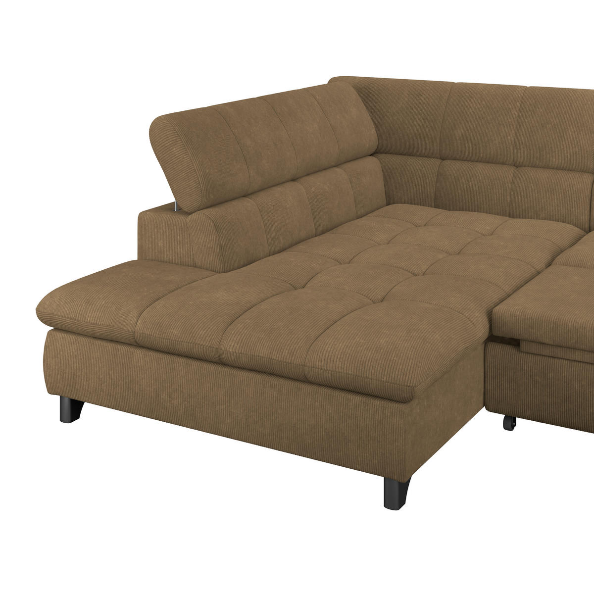ECKSOFA Braun Chenille  - Chromfarben/Braun, KONVENTIONELL, Textil/Metall (234/312cm) - Livetastic