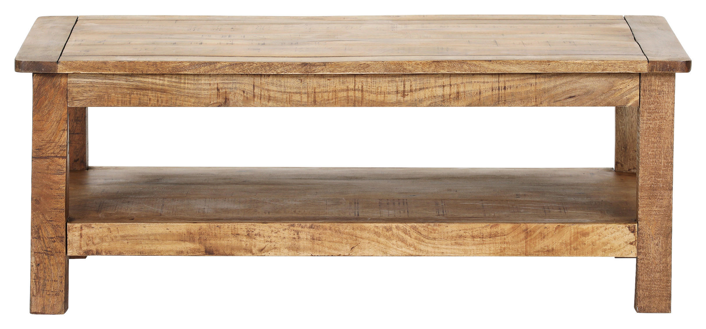 COUCHTISCH Mangoholz massiv 115/70/45 cm rechteckig Naturfarben, Schwarz  - Schwarz/Naturfarben, KONVENTIONELL, Holz/Metall (115/70/45cm) - Landscape